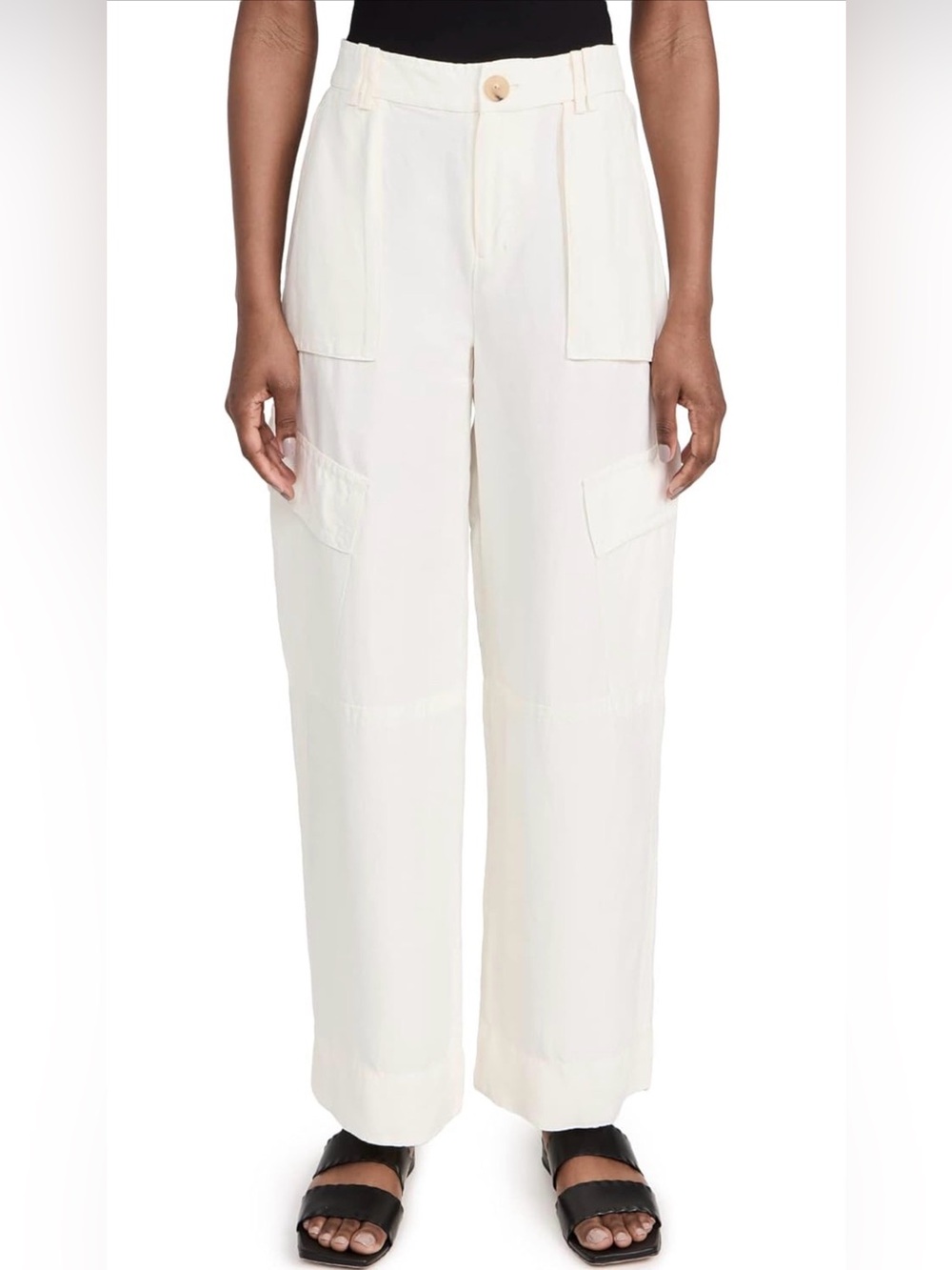 Vince Ivory Bone Wide-Leg Cargo Pants